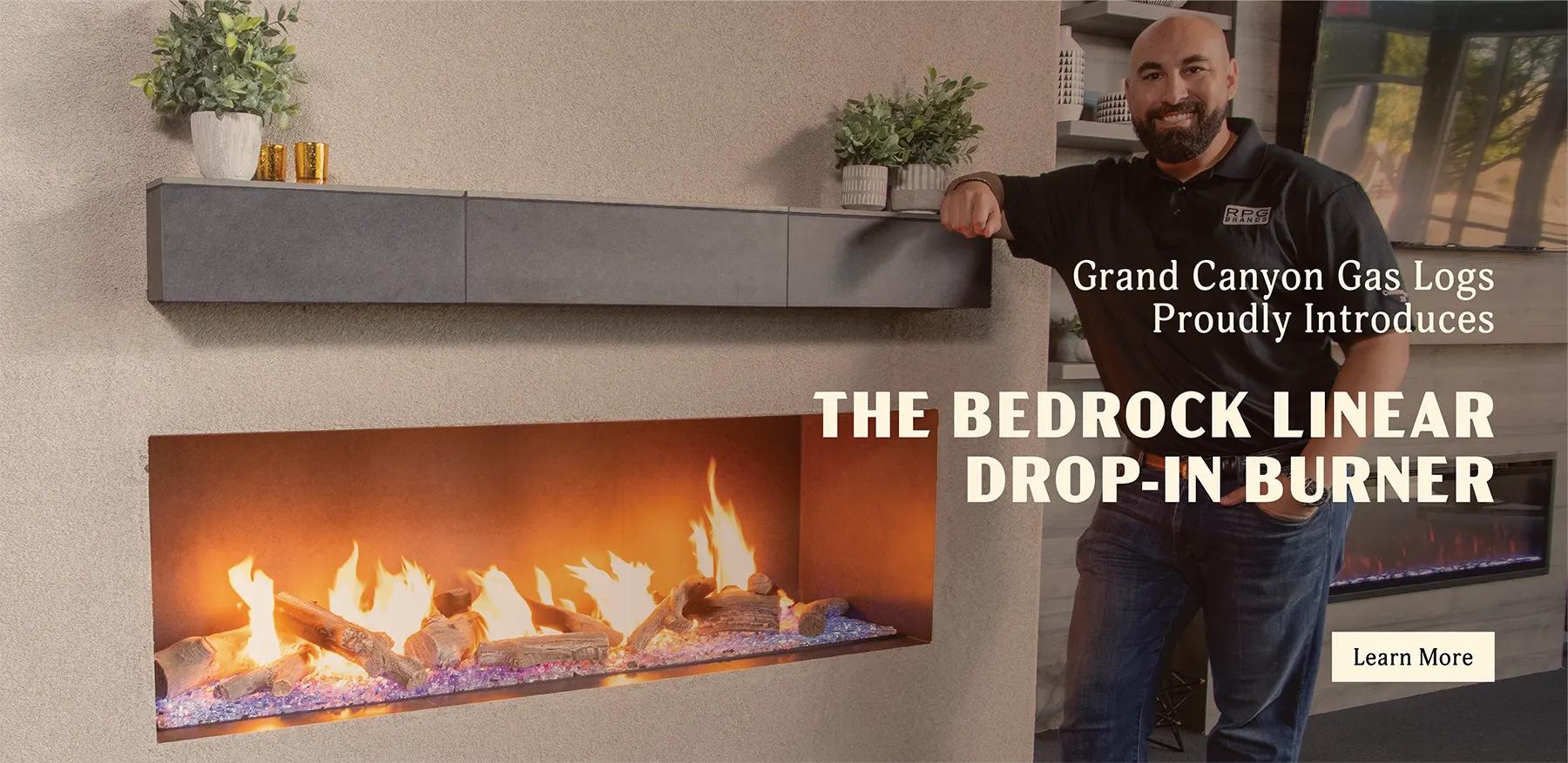 2026 Grand Canyon Gas Logs Bedrock Burner Contemporary Drop-in Burner