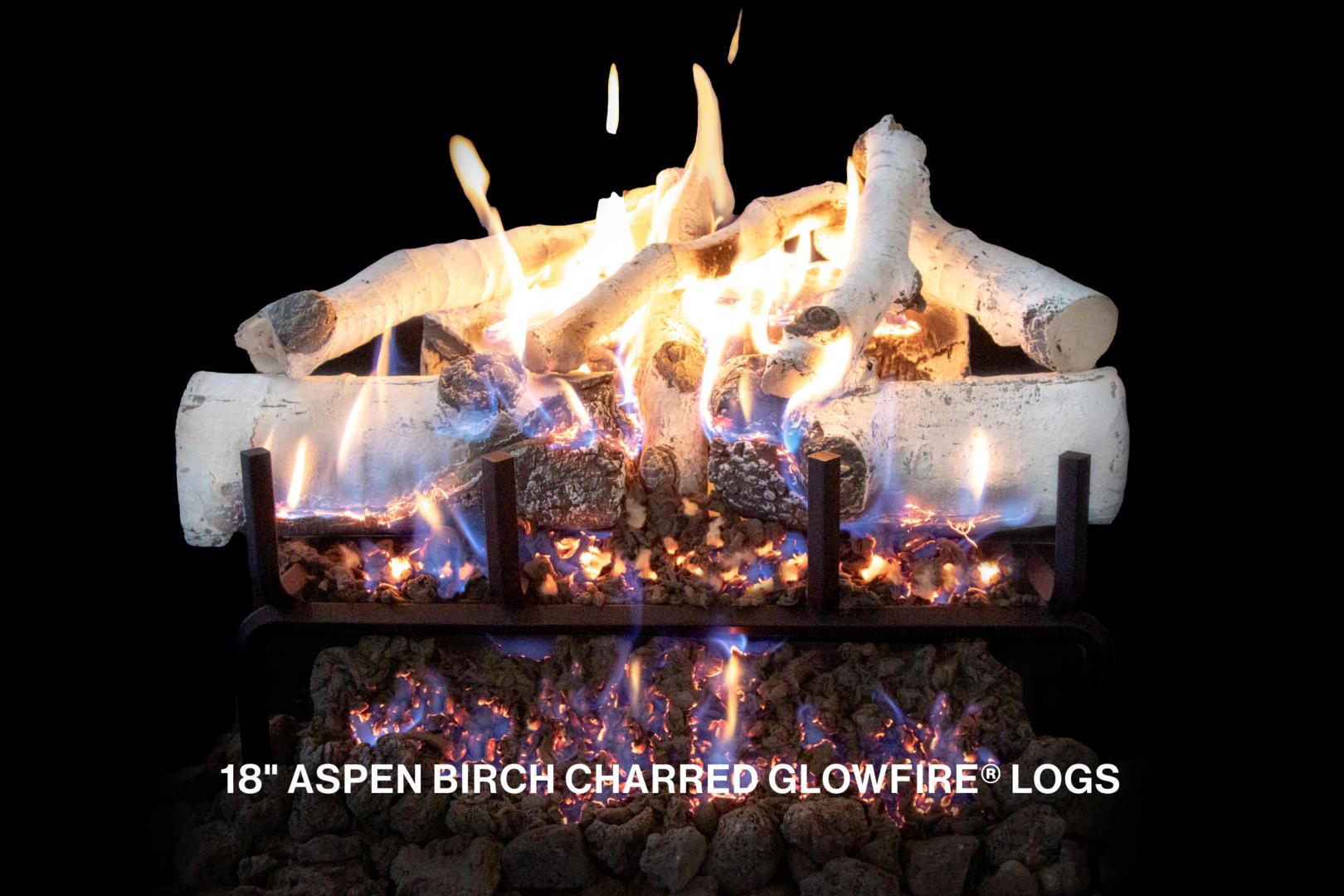 2026 Grand Canyon Gas Logs Aspen Birch Charred GlowFire®  Lava Burner Gas Log Set