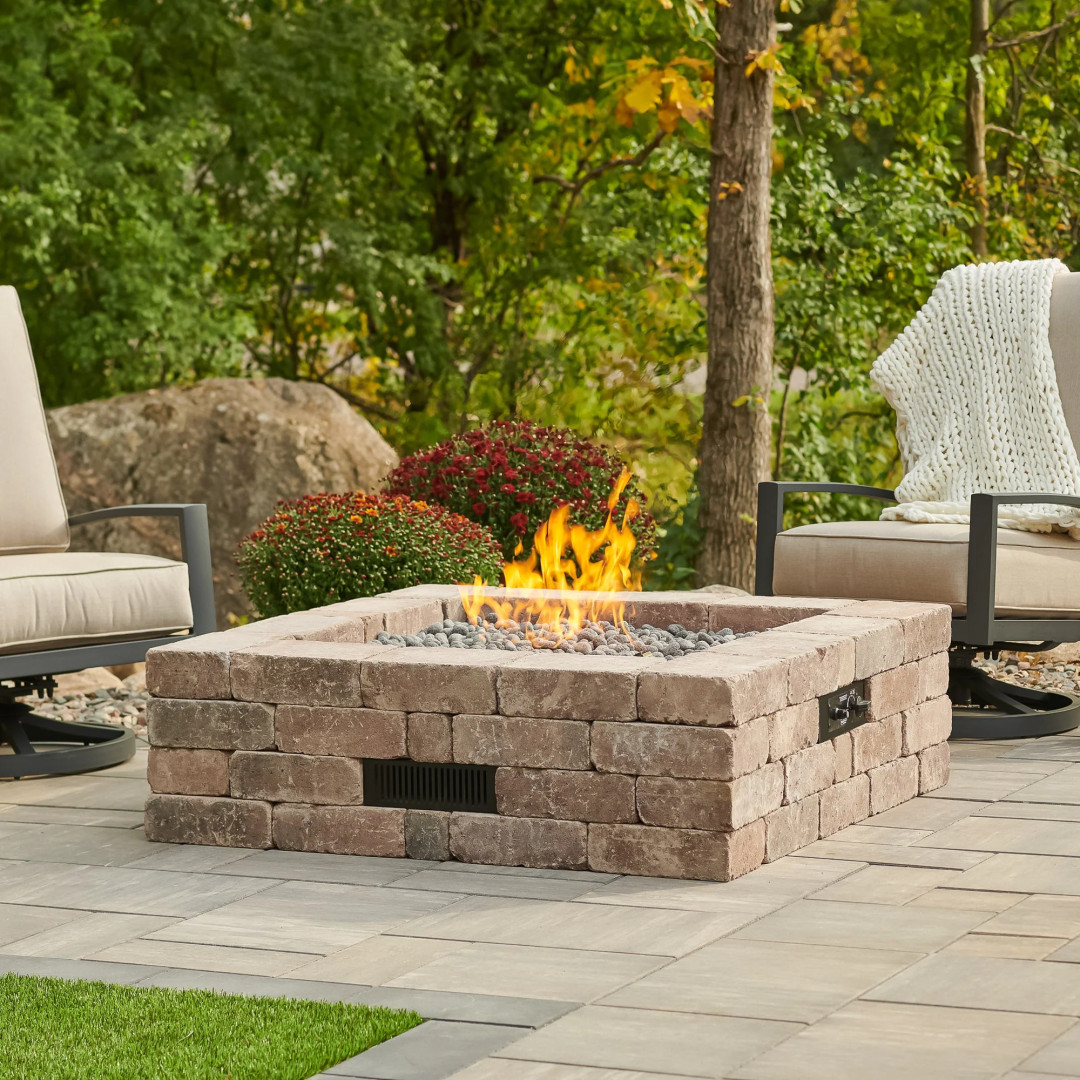 2026 Outdoor GreatRoom Bronson Block Square Gas Fire Pit