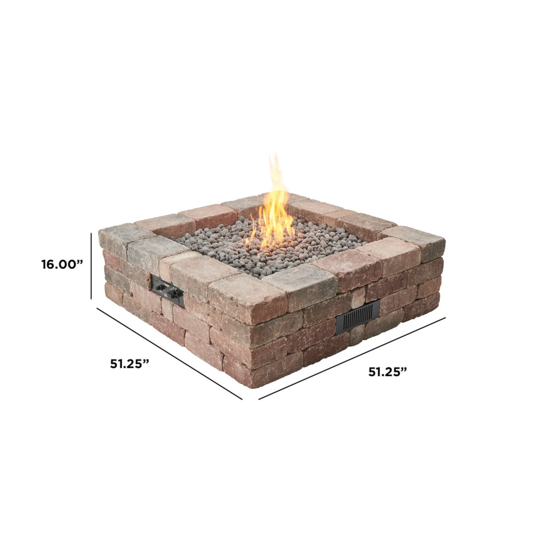 2026 Outdoor GreatRoom Bronson Block Square Gas Fire Pit