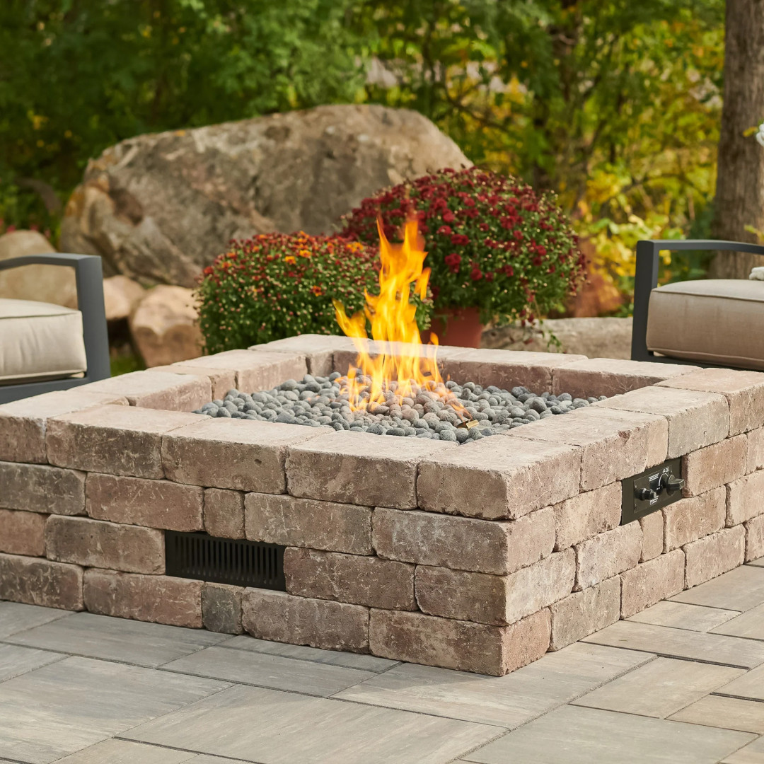 2026 Outdoor GreatRoom Bronson Block Square Gas Fire Pit