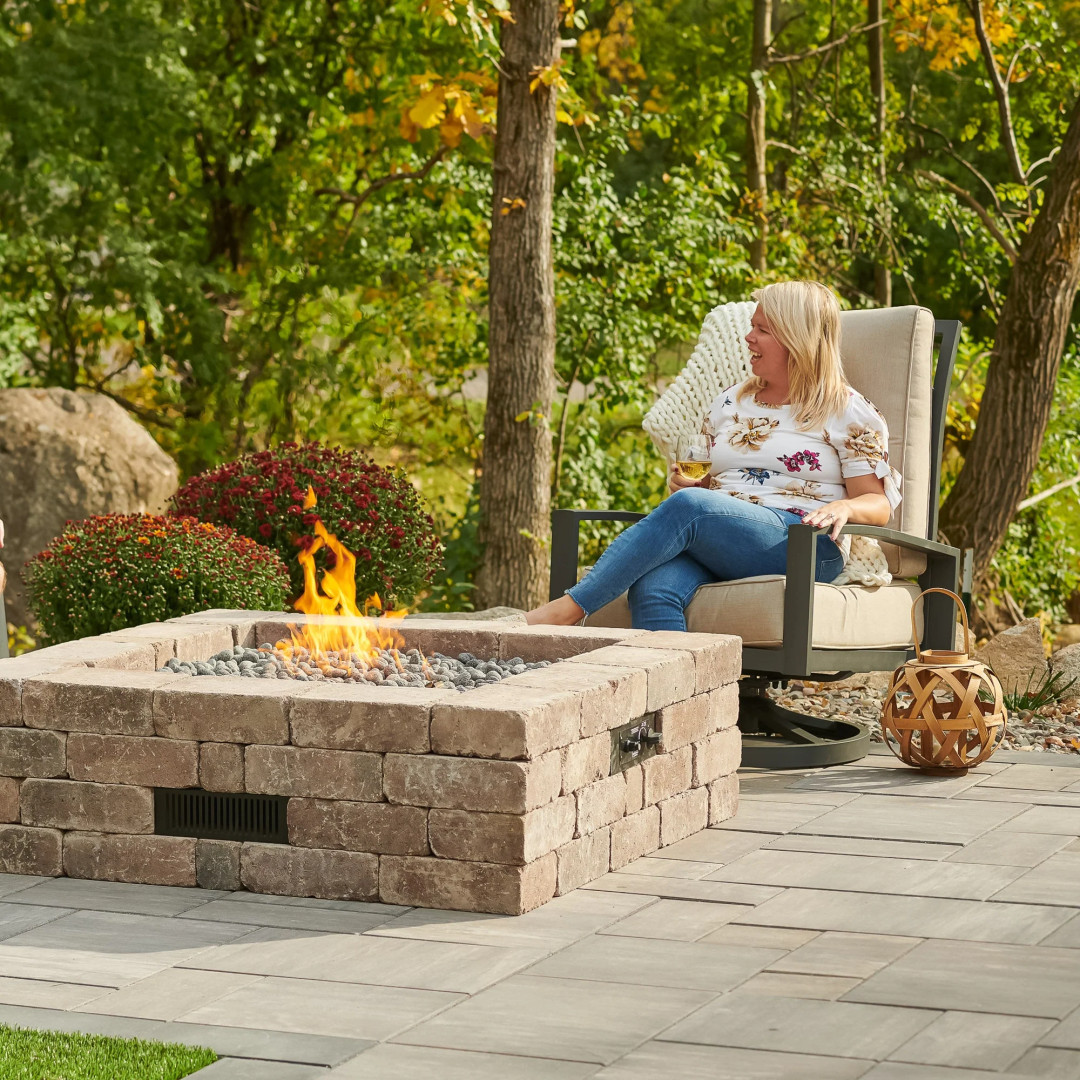 2026 Outdoor GreatRoom Bronson Block Square Gas Fire Pit