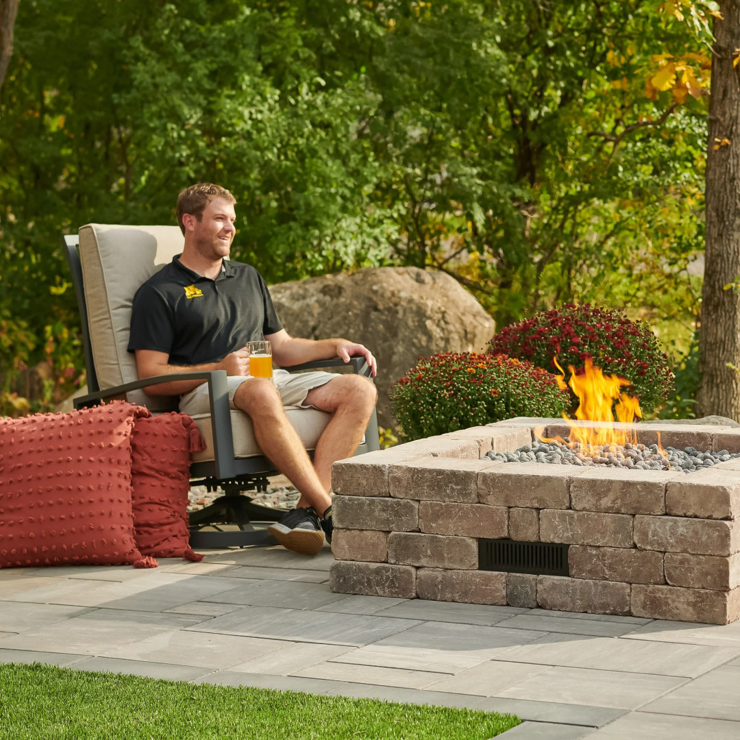 2026 Outdoor GreatRoom Bronson Block Square Gas Fire Pit