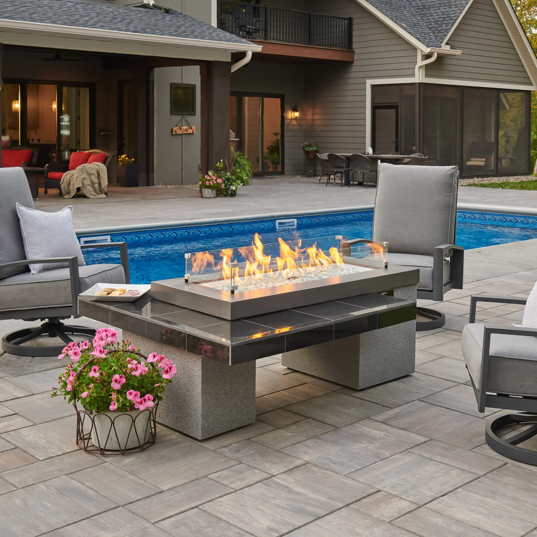 2026 Outdoor GreatRoom Uptown Black Linear Fire Pit Table