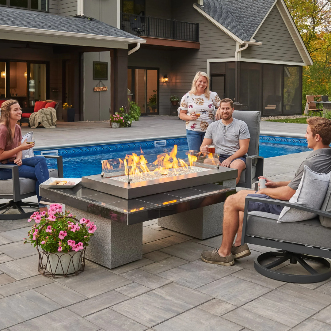 2026 Outdoor GreatRoom Uptown Black Linear Fire Pit Table