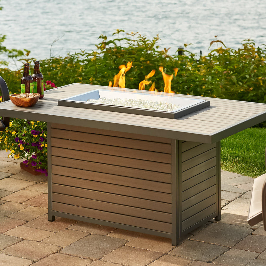 2026 Outdoor GreatRoom Kenwood and Brooks Rectangular Chat Height Gas Fire Pit Table