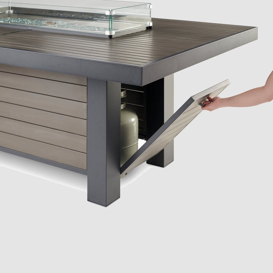 2026 Outdoor GreatRoom Kenwood and Brooks Linear Dining Height Gas Fire Pit Table